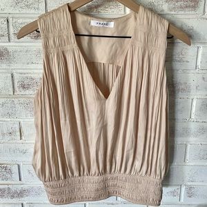 FRAME |  Sleeveless V-neck, elastic waistband. Beautifully constructed . Size S.